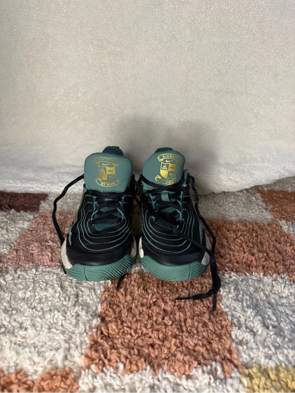 Nike Giannis Kids Black and Teal Basketball Shoes